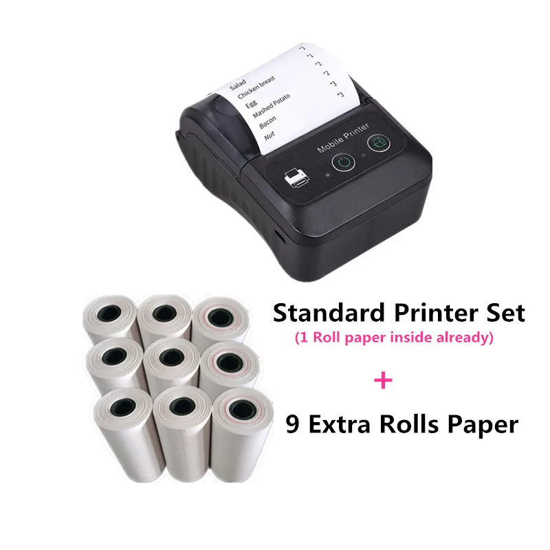 portable instant photo printer Mini Portable Bluetooth Thermal Printer 58mm for Android & iOS Handheld Wireless Thermal Receipt Printers Label Imprimante Papel mini phone printer Printers