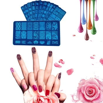 

Nail Stamping Plate Slider Manicure Flower Cartoon Lace Polish Stencil Nail Art Template Mold Watermark Foil Tips