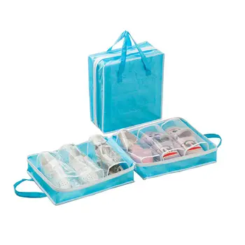 

Large Capacity Portable Travel Shoe Bags 3 Pairs Pocket Dustproof Waterproof Polyester Zipper Shoe Organizer