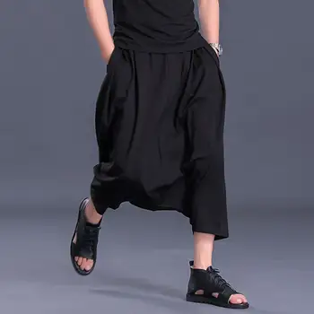 

2019 summer harem pants male Korean version of the trend of leisure large size nine points pants men's loose hanging pants