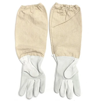 

Professional Ventilated Full Body Beekeeping Suit with Leather Gloves Unisex Design Siamese Bee Clothing Beige Anti-Bee Coat