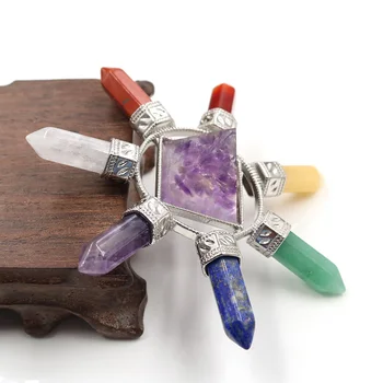 

YJXP Reiki 7 Chakra Orgone Pyramid Resin Jewelry Creativity Energy Generator Crystal Stone Points Healing Spiritual Pendulum