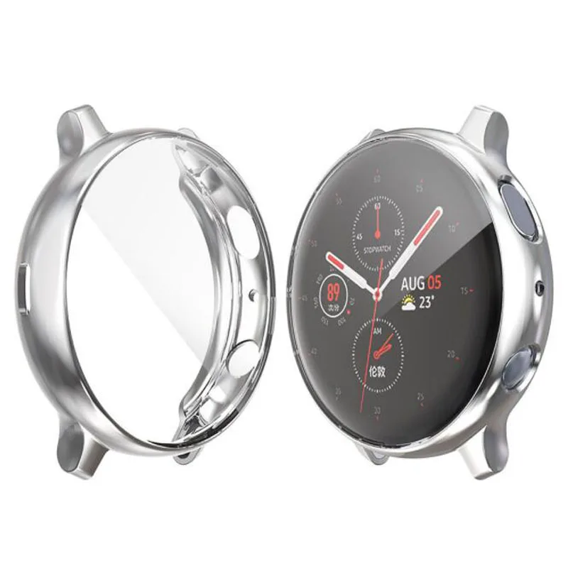 Silver Силиконовый мягкий защитный чехол на весь экран для samsung galaxy watch active 2 40 мм 44 мм Защитная крышка - Цвет: Silver