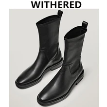 

Elmsk Botas Mujer Shoe Winter Boots Women Shoes England Vintage Genuine Leather Soft Fashion Simple Chelsea Ankle Boots Women