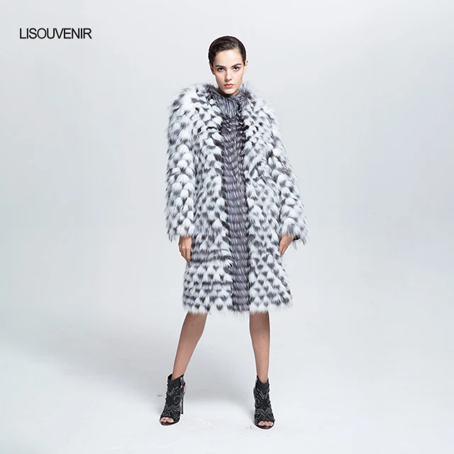 Lisouvenir стиль натуральный мех пальто на подкладке окрашенная лисица теплая меховая куртка Удобная зимняя натуральная меховая одежда для женщин