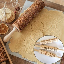 1 шт. Рождество тиснение 35*5 см Скалка выпечки печенье лапша печенье, фондан, пирог тесто гравировкой ролик олень; Снежинка