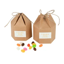 

10pcs Kraft Paper Package Cardboard Box Lantern Hexagon Shape Candy Gift Storage Boxes Birthday Wedding Gift Packaging Boxes Bag