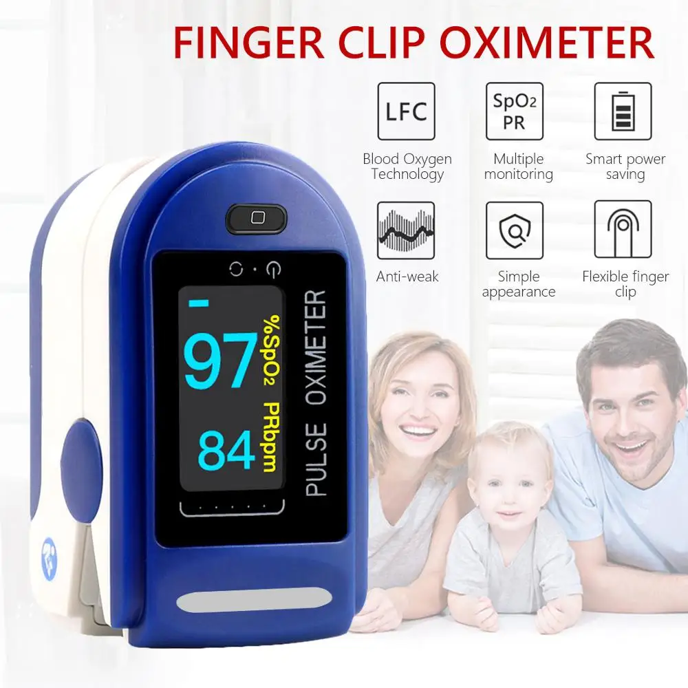 Medical Finger Pulse Blood Oximeter Oxygen Meter Clip Type SPO2 LED Two-color display Medical Equipment Heart rate monitor afbeelding