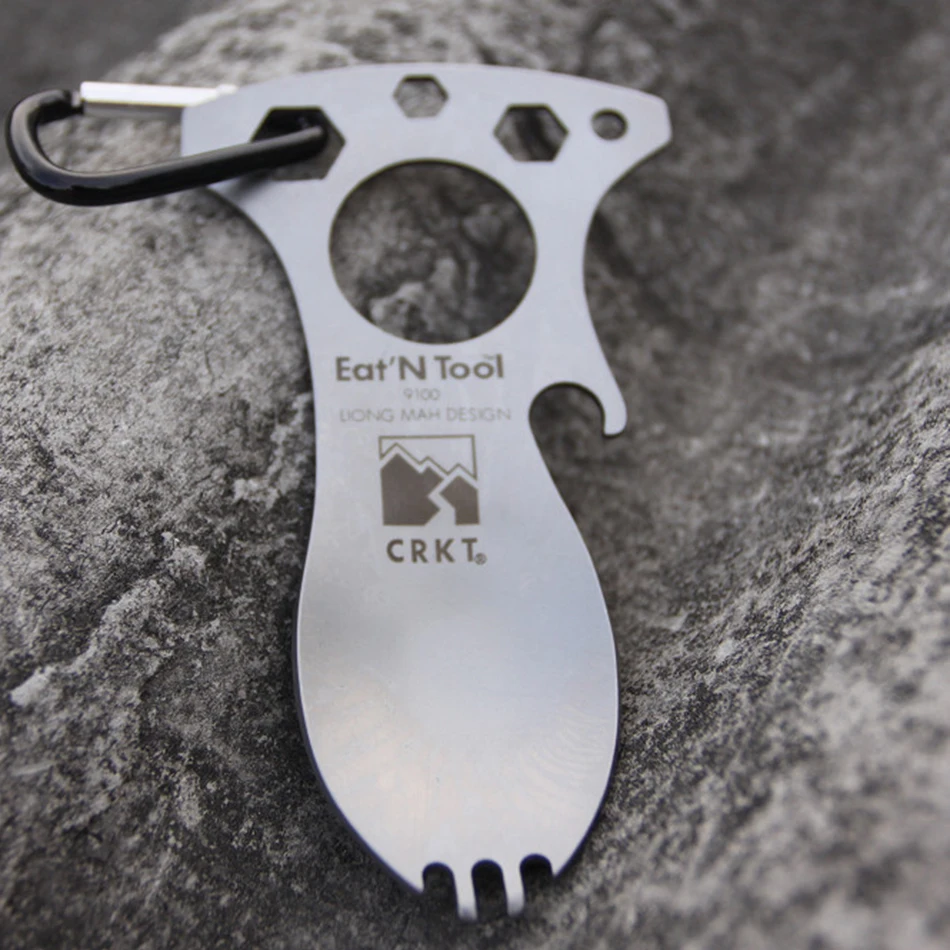 5PCS PACK Multifunctional Camping Tool Outdoor Spork Cookware Spoon Fork Bottle Opener Portable Tool Hiking Backpacking
