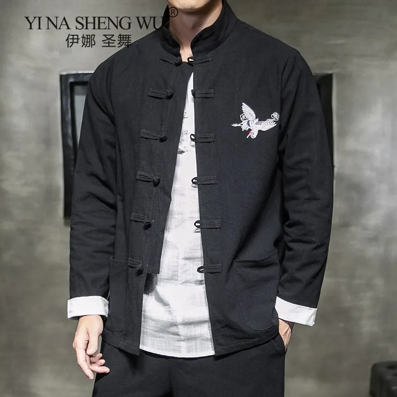 

New Men Japanese Kimono Embroidery Print Leisure Thin Men Jacket Outfit Long Sleeve Asian Chinese Traditional Kimono Clothing