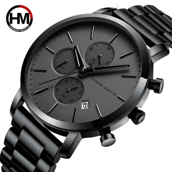 New Japan Multifunction Chronograph Calendar Movement High Quality Mens Stainless Steel Waterproof Watches for Men Dropshipping