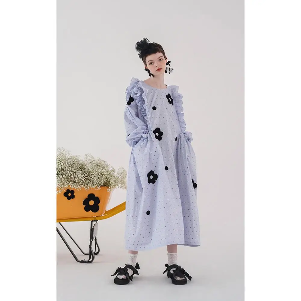 imakokoni original design blue stripe flocking