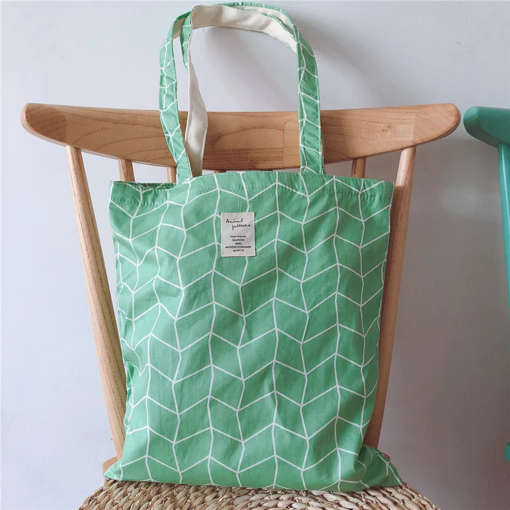 green bag Женские сумки с цветочным принтом, Холщовая Сумка-тоут, для ежедневного использования, многоразовая хлопковая ткань, Повседневная сумка для покупок, женские сумки через плечо - Цвет: green bag