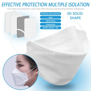 

3D Solid Shape Protective Mask 4 Layer Non-woven Comfty Breathable Face Mouth Nose Covers 94% Filter Mask