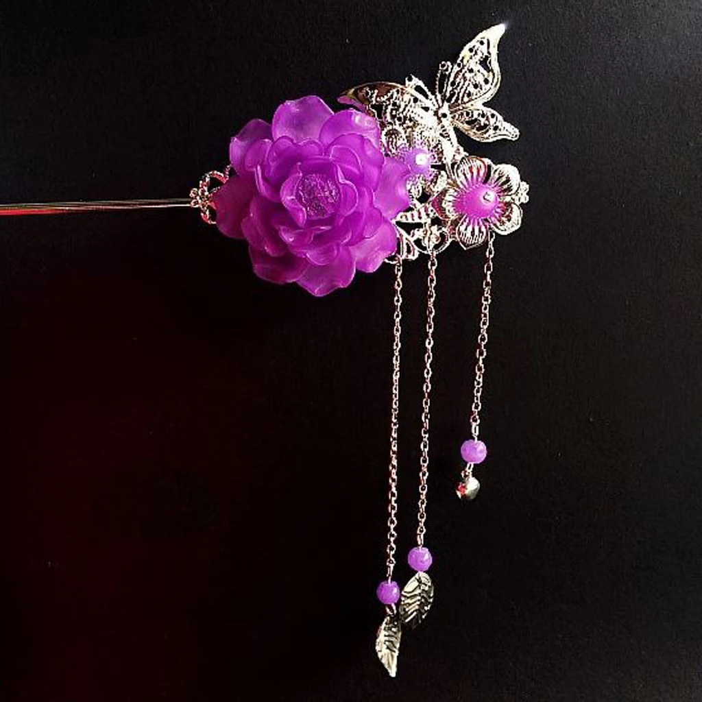 Purple Классическая винтажная кисточка ручка для волос на китайском языке палочки для волос заколка для волос аксессуары для волос - Цвет: Purple