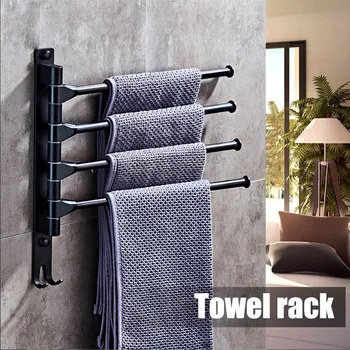 

Wall Mounted Towel Rail Holder Stainless Steel Swivel Rack for Bathroom Kitchen GQ