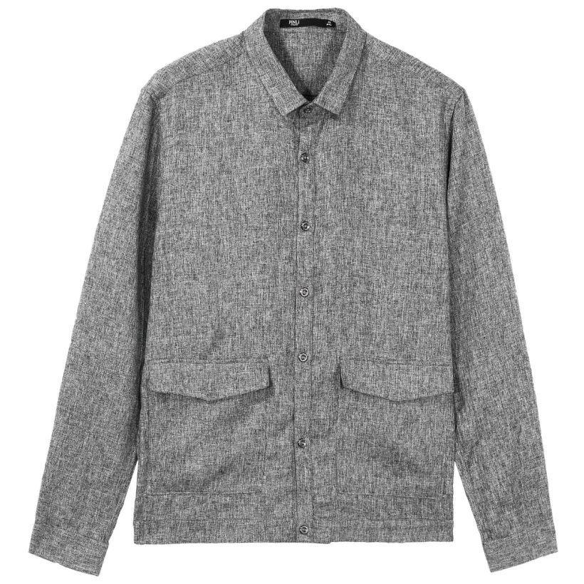 Blusas Pinli осень повседневные рубашки полный новая мужская одежда отложной воротник чистый цвет Молодежная рубашка с длинными рукавами Топ B193313218