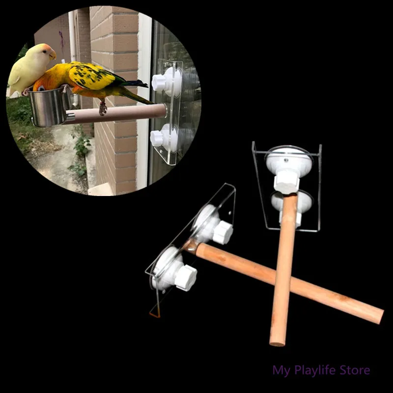 Pet Birds Parrot Perches Toys Holder Wood Support Frame Outing Portable Car Bathing Stand with