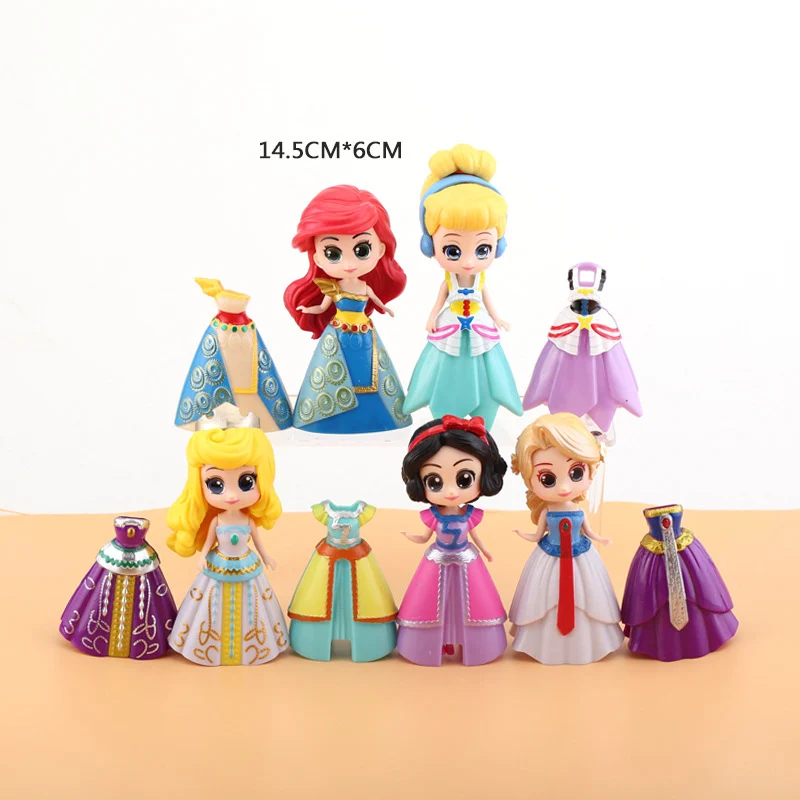 Disney Anime Frozen Princess Snow White Rapunzel Cinderella Ariel Mermaid Action Figure Model Collection Doll Toys For Children | Игрушки и