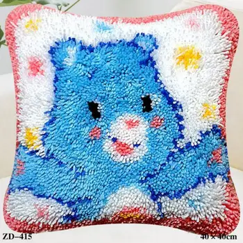 

Pillowcase Latch Hook Rug Canvas Craft Cushion Kits Crochet Animal Kits Bear Knooppakket DIY Embroidery Pillow Tapestry Kit