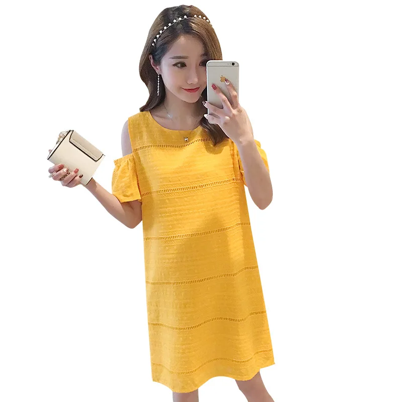 

Maternity Top Cotton Linen Short Sleeve Loose-Fit Dress Maternity Dress Mid-length Summer Wear Large Size lu jian qun