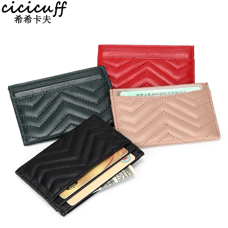 Ultrathin Card Holder Minimalist Slim Sheepskin Leather Wallet for Men Women Mini Small Card Wallet 2023 New Ladies Coin Purses