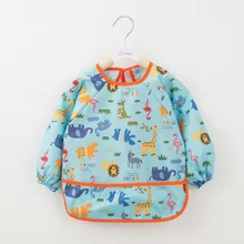 Водонепроницаемая бандана нагрудники милые Мультяшные детские нагрудники младенцы едят детей рисунок передник с длинными рукавами ребенка самокормления нагрудник