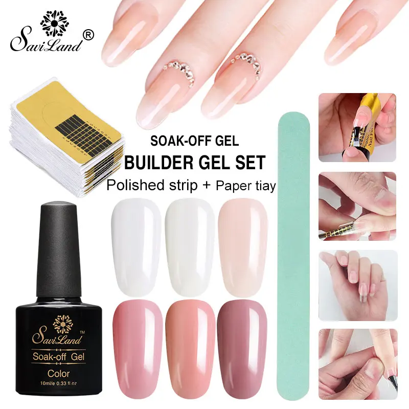 

Saviland 10ml Poly Gel Set DIY Jelly UV Builder Gel Professional Gum Varnish Manicure Extension Tips with Paper Tray Tool