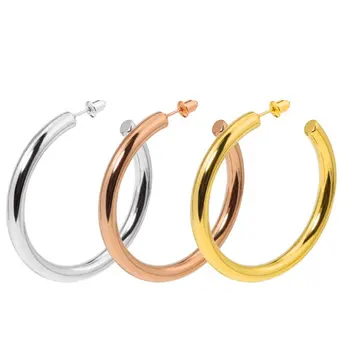 

Rose Gold silver 5mm Thickness stainless steel jewelry hoop earring