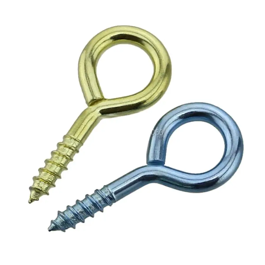 

10#(ST4.8) 12#(ST5.2) 14#(ST5.9) Plated Carbon Steel Light Hooks Eye 고리나사 Self Tapping Thread Screw With Rings 200pcs/Lot