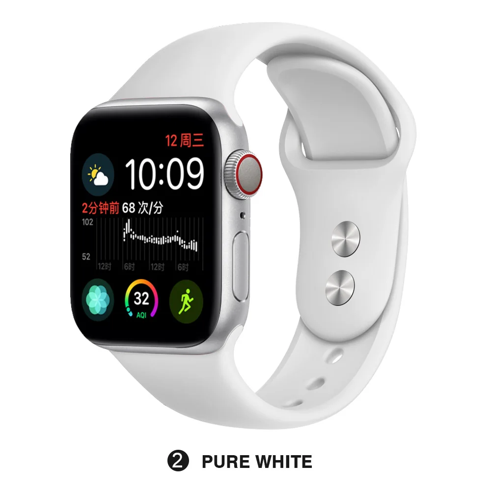 Силиконовый ремешок для Apple Watch 38 мм 42 мм iwatch 5 ремешок 44 мм 40 мм спортивный браслет резиновый ремешок для iwatch 4 3 2 1 - Цвет ремешка: White