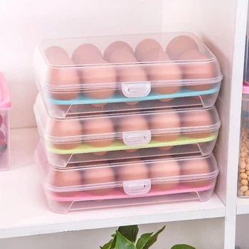 

15 grids Egg Refrigerator Fresh Box Eggs Holder Kitchen Egg Preservation Storage Food Container Organizer Boxes