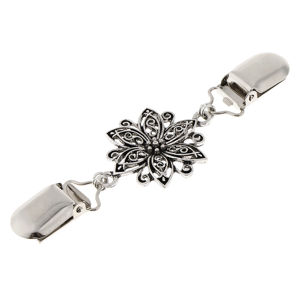 Lady Duck-mouth Plated Metal Flower Collar Clip Shawl Cardigan Collar Holder
