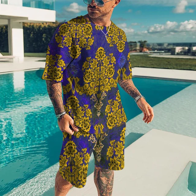 T-Shirt for Mens 3D Printing Crew Neck Short Sleeve Tee Set Summer Oversized t shirt Men Tracksuit 2 Piece Set Suit XXS-6XL Tee KZ-OT928