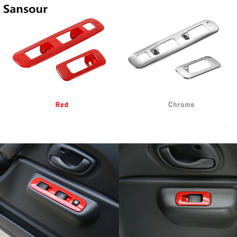 Sansour Abs Car Interior Window Lift Button Decoration Cover Stickers