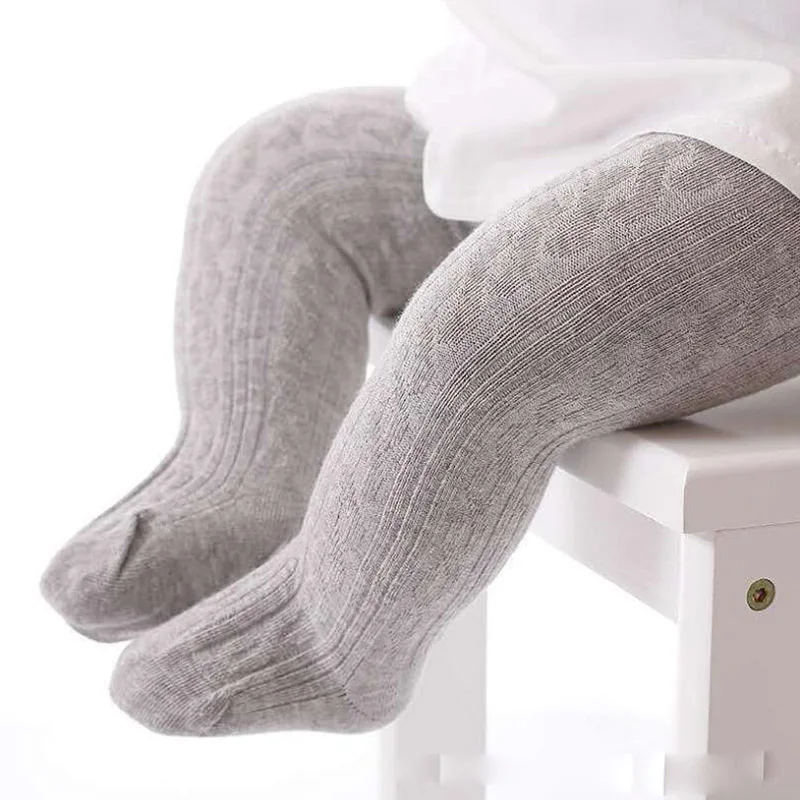 3 piezas Petrass Medias para niñas Calcetines de punto de algodón suave y cálido Medias con patas de color sólido Calcetines cómodos para niñas 