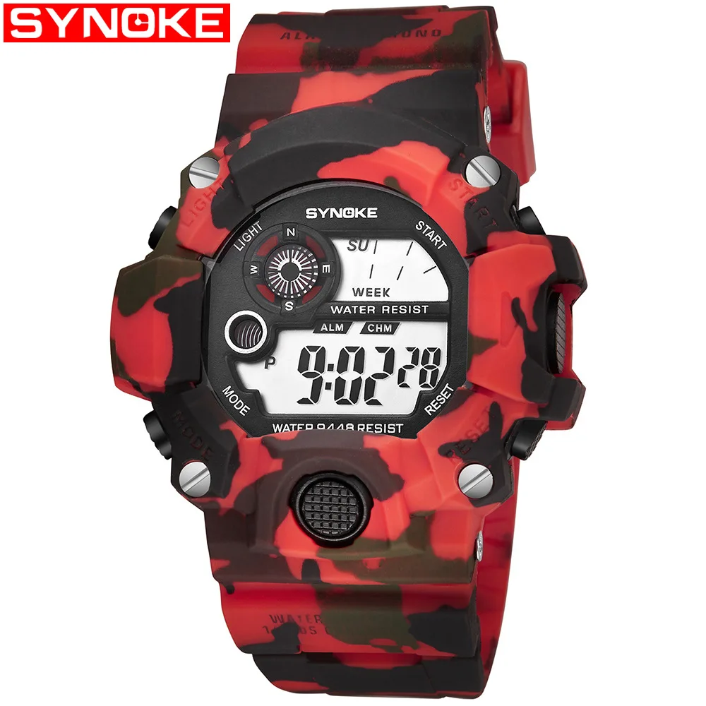 

SYNOKE New Style Fashion Electronic Watch Cool Camouflage Color Sports Multi-functional Waterproof Students Electronic Watch 944