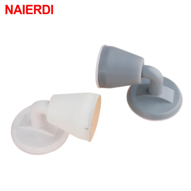 NAIERDI ABS Silicone Door Stopper Non Punching Sticker Hidden Door Holders Self Adhesive Stop Wall Protectors