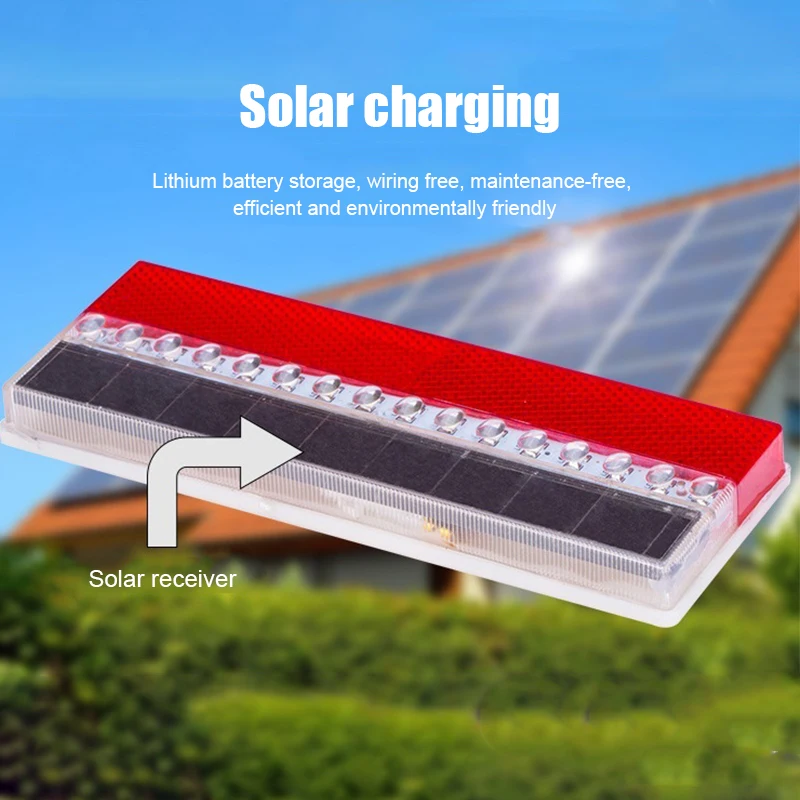 Intelligent Sensor LED Solar Energy Truck Side Lights Truck Brake Light Rear Lights LED Flashlight Signal Light Lamp Road Constr
