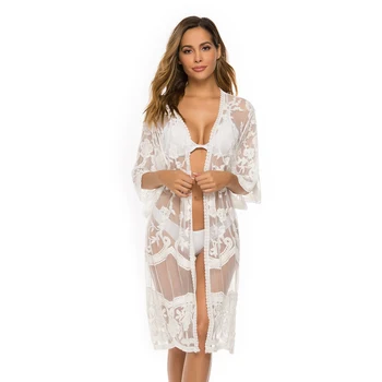 

Solid Short Sleeve Sexy One Piece See Through Swimsuit Swimwear Beach Wear Bikini Cover Up Beach Woman Dress Wrap Robe De Plage