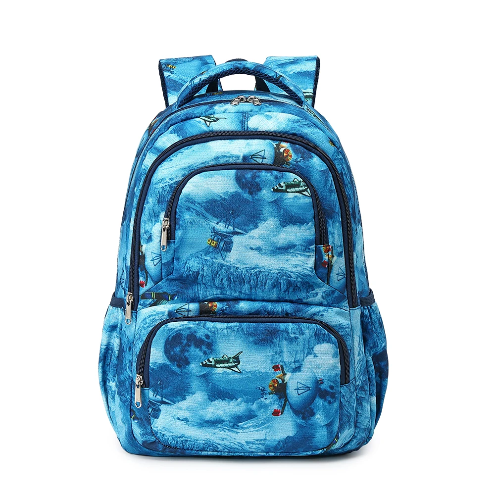 

Children Cartoon Printed Backpack Waterproof Multi-color Primary School Bag Unisex Two-way Zipper Rucksack with Reflective Strip