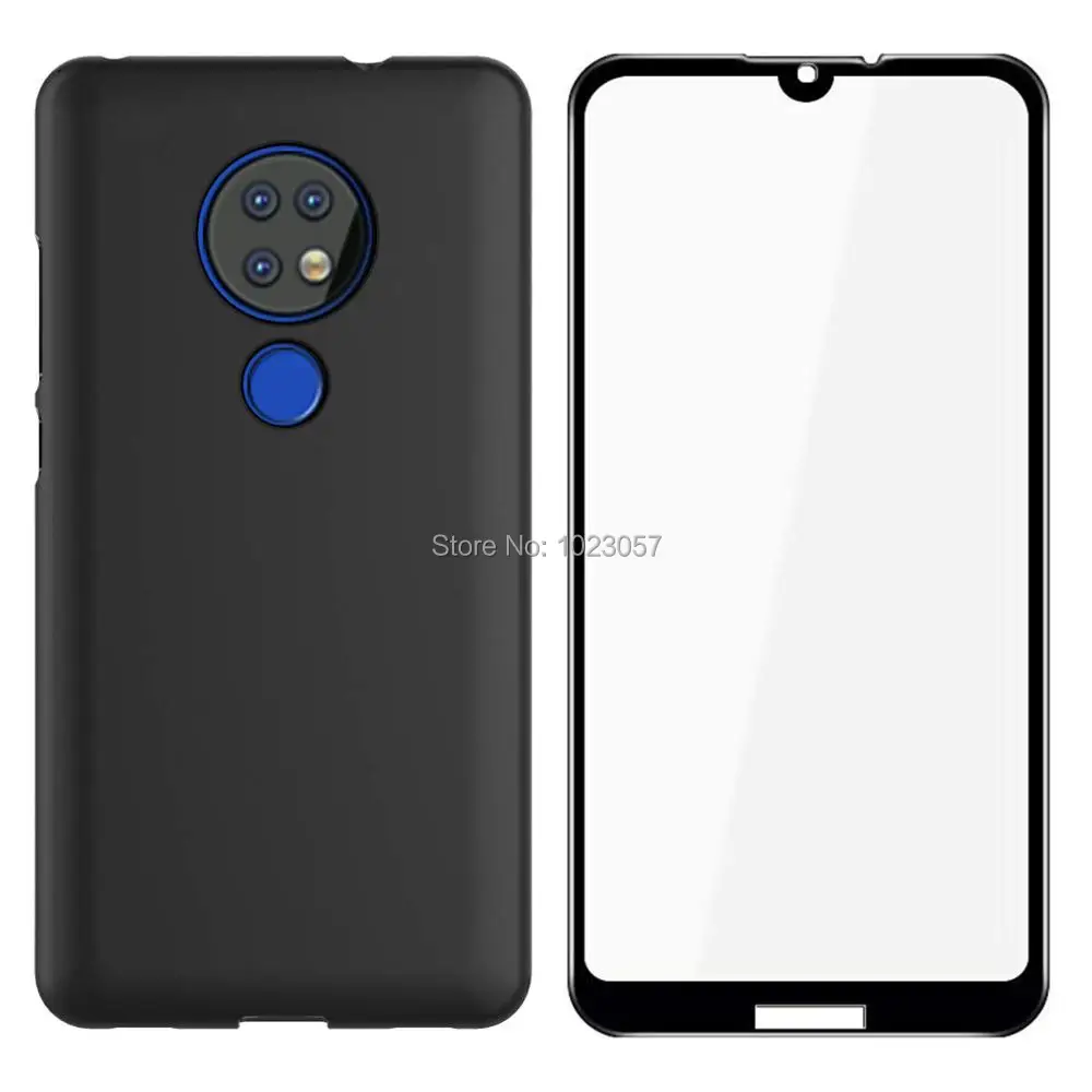 Чехол для Nokia 7 2 черный мягкий чехол из ТПУ с полным закаленным стеклом 2019 TA-7 TA-1196