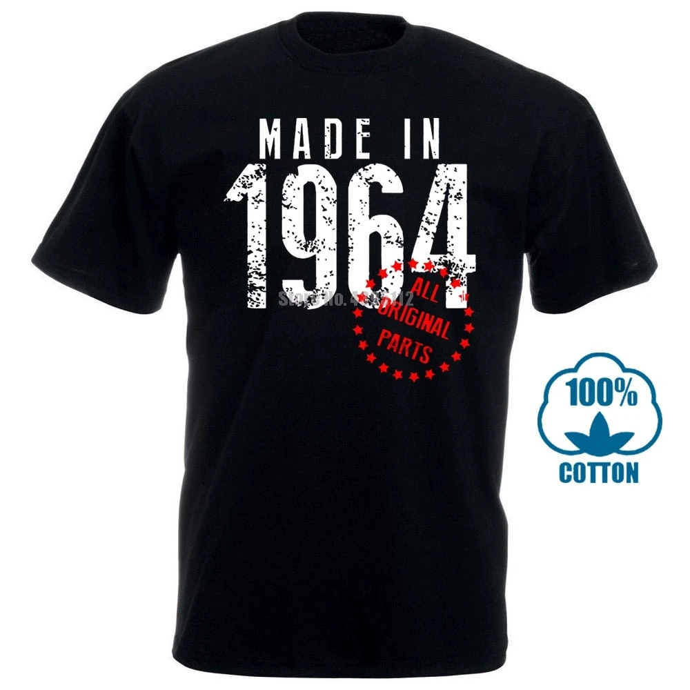 Забавная Мужская футболка белая черная Ghmclothing сделано в 1964 году все оригинальные