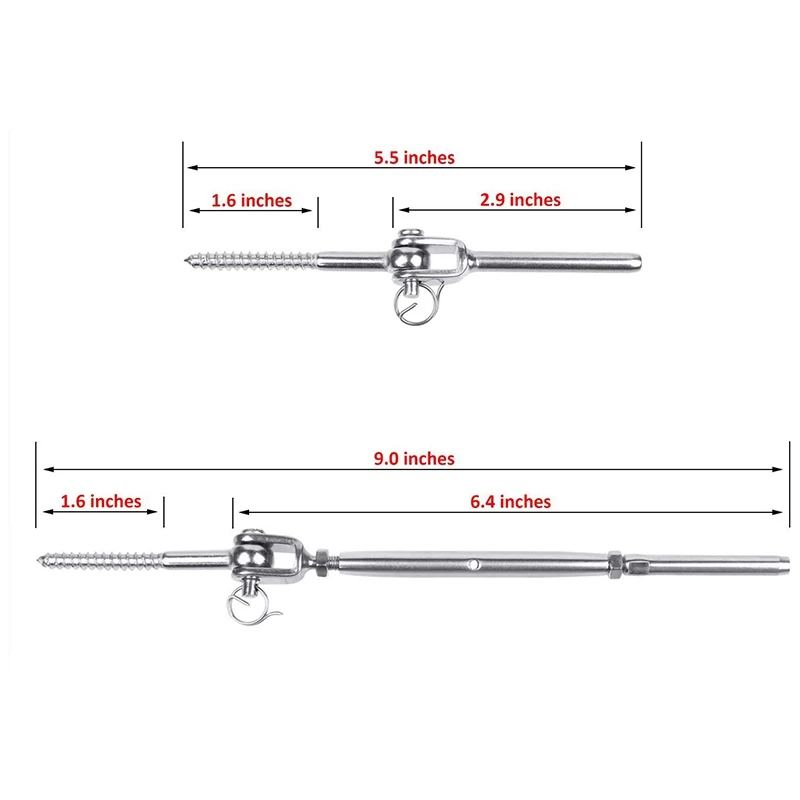 Топ 15 Упаковка Регулируемый 316 из нержавеющей стали палубный кабельный трек Комплект для деревянных постов Swage Turnbuckle Eye End Деревянные