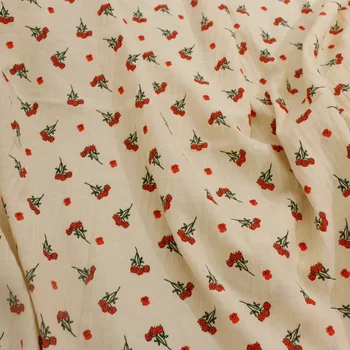 

Spring and Summer New Korean Floral Print 100 % Cotton Fabric Women 's Dressing Gown Children 's Plaid Jacquard Washed Cotton