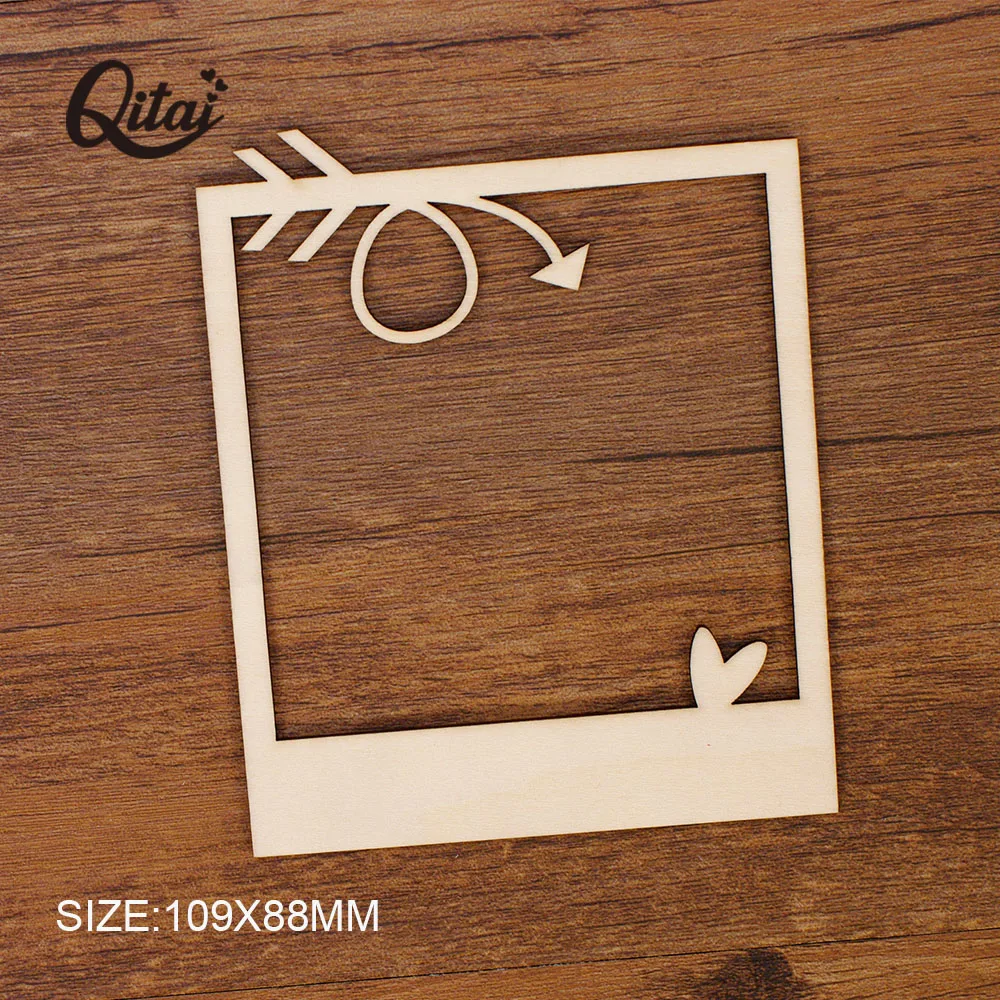 Love Wooden Photo Frame QITAI 12pcs/set 2 design Nature Wood Color Crafts Home Decoration DIY Scrapbooking invitation Card WF044