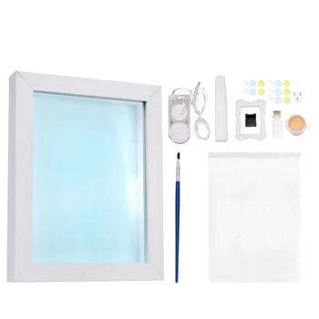 

1 Set Baby One-month-old Hand-imprinted Clay Souvenir Creative Baby Hand Foot Print Inkpad Baby Birthday Gift (Warm lamp + Gold