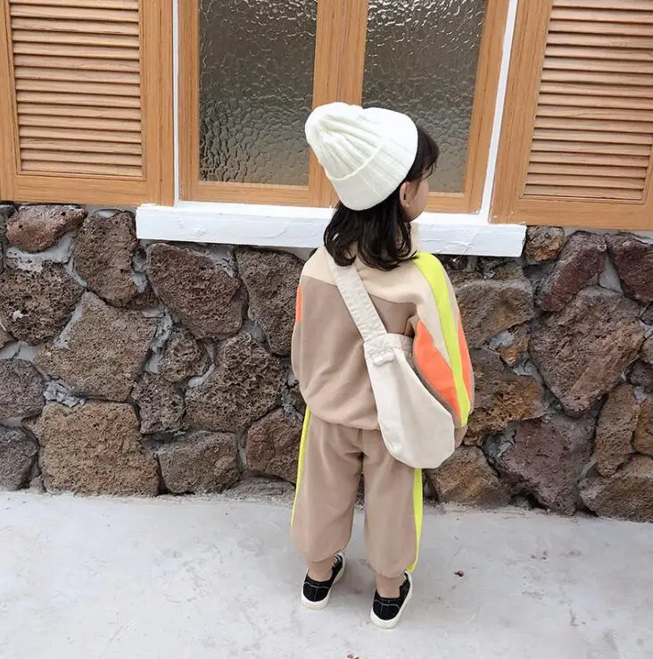 New Girls Boys 2 Pcs Set Hooded Sweatshirt+Long Pants Autumn Cotton Fashion Soft Kids Suits 2-7 years PZ400