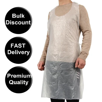 

100/500PCS Waterproof Disposable Plastic High Density Polythene Apron Healthcare Body Protection White Disposable Apron Hot sale