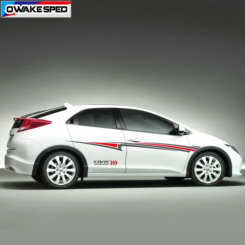 

Both Side Racing Stripes For Honda CIVIC TYPE R Automobile Sport Styling Accessories Car Body Wasit Lines Vinyl Decals